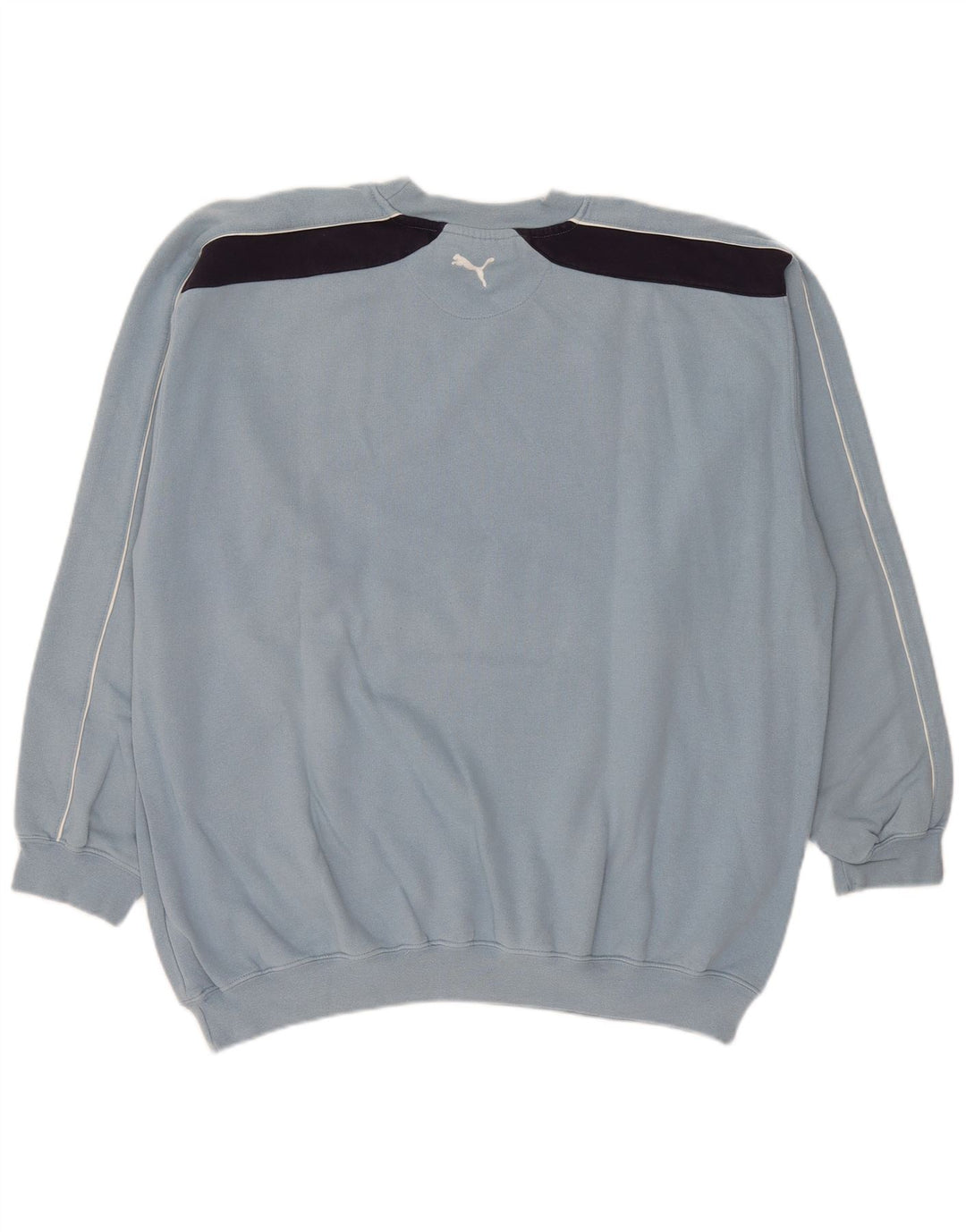 Męska bluza z grafiką Puma, sweter XL, niebieska, bawełniana z blokami kolorów