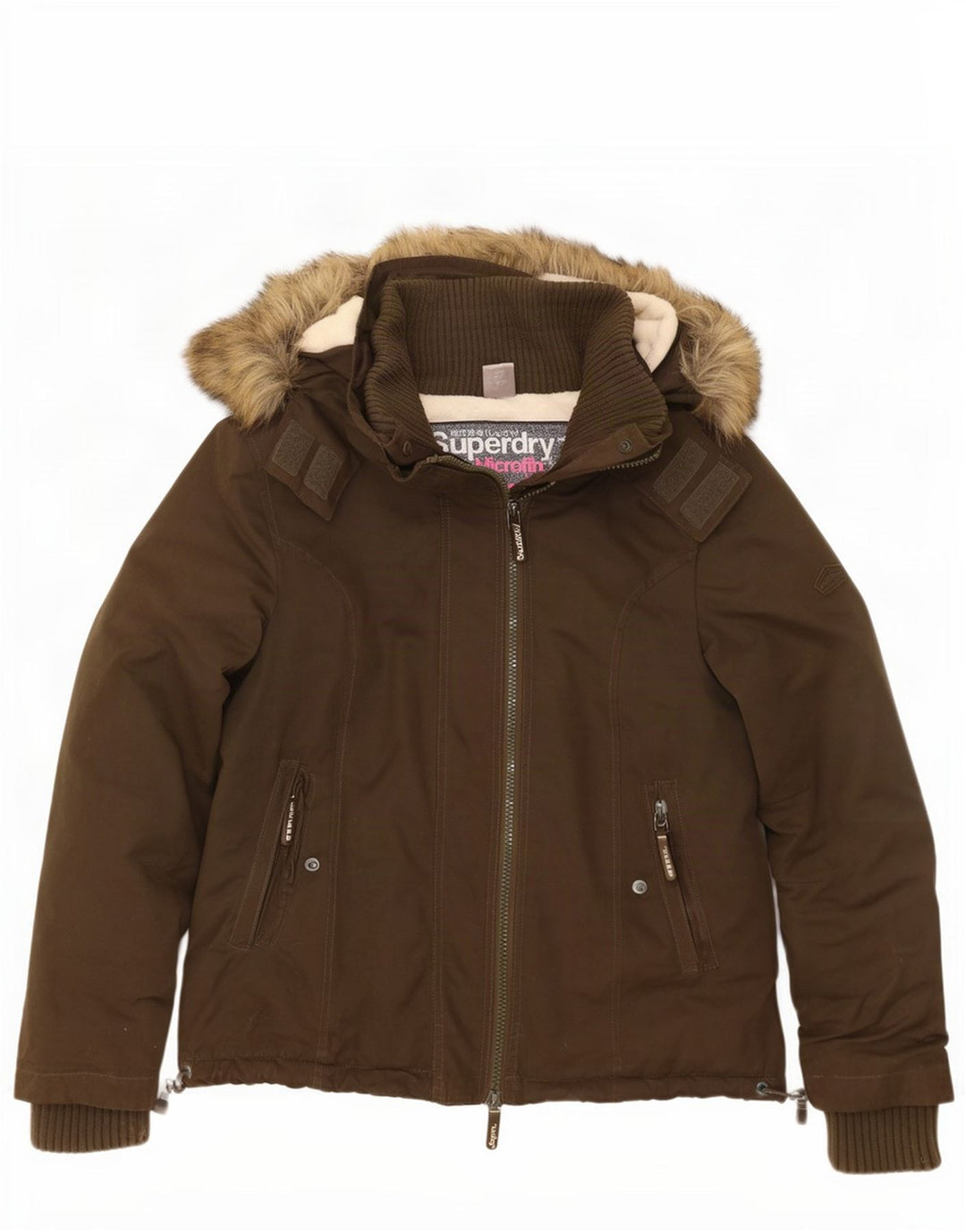 Damska kurtka wiatrówka z kapturem Superdry, UK 18 XL, poliester khaki