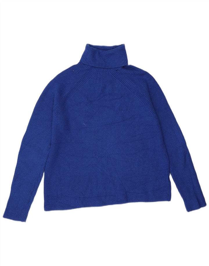 Marks & Spencer Damski sweter z golfem UK 14, średni niebieski, wiskoza