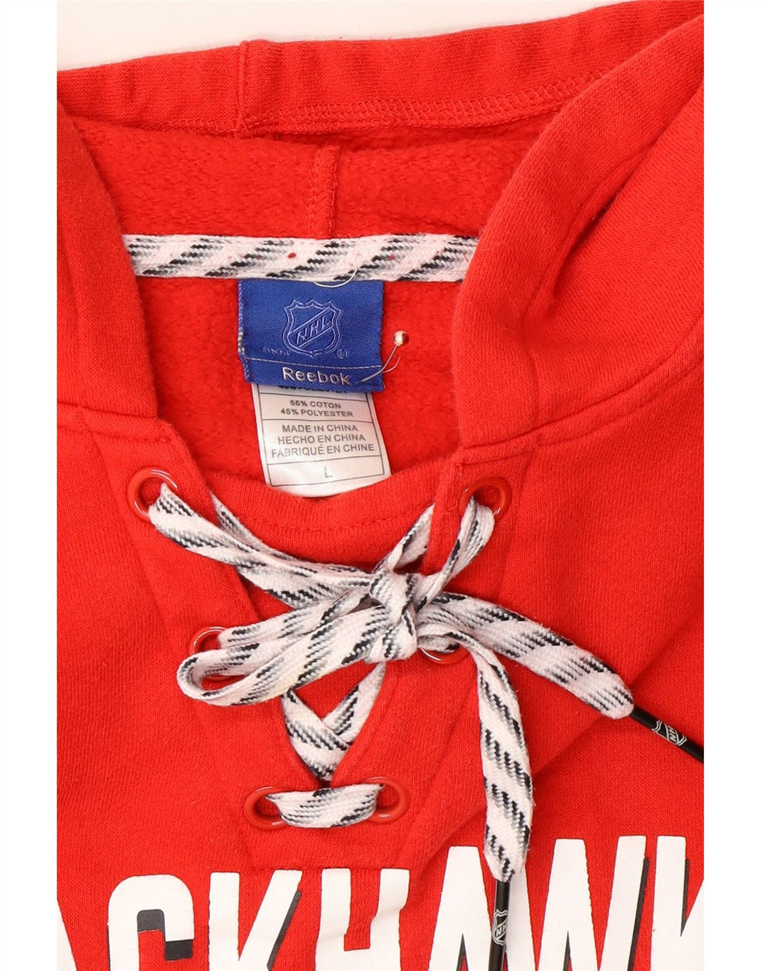 Damska bluza z kapturem REEBOK Chicago Blackhawks UK 16, duża, czerwona, z blokami kolorów