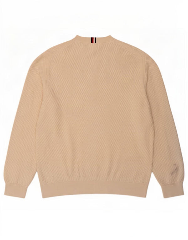Męski sweter z okrągłym dekoltem Tommy Hilfiger 2XL w kolorze złamanej bieli, bawełniany