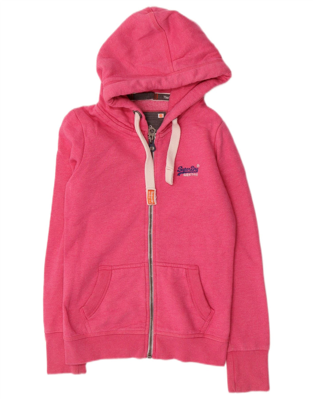 SUPERDRY Damski sweter z kapturem i zamkiem w kolorze pomarańczowym, UK 6 XS, różowy