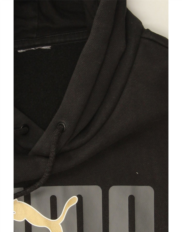 PUMA Mens Graphic Hoodie Jumper Small Black Vintage Puma and Second-Hand Puma from Messina Hembry 