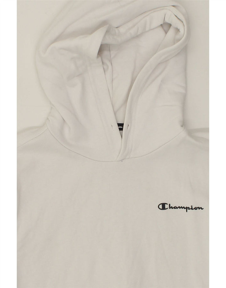 CHAMPION Mens Graphic Hoodie Jumper Small White Cotton Vintage Champion and Second-Hand Champion from Messina Hembry 