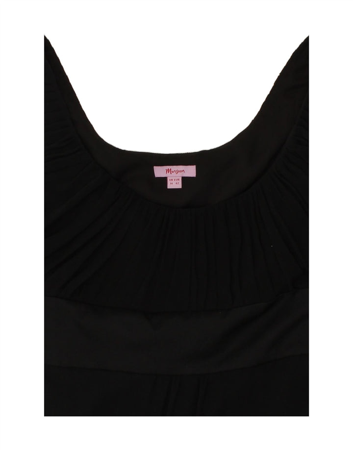 MONSOON Womens Sleeveless A-Line Dress UK 14 Medium Black Polyester Vintage Monsoon and Second-Hand Monsoon from Messina Hembry 
