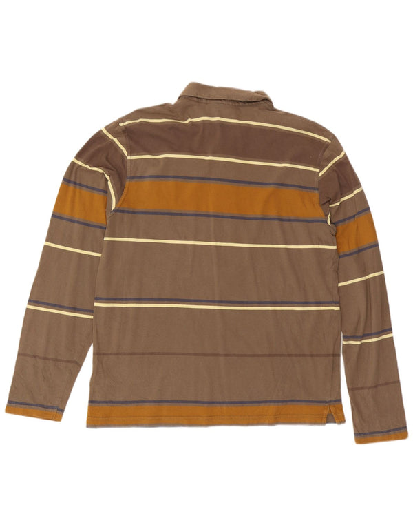 Męska koszulka polo do rugby Helly Hansen z długim rękawem, duża, bawełniana w brązowe paski