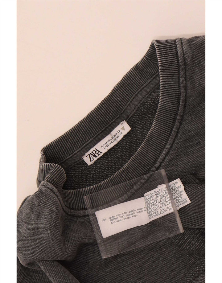 Damski krótki t-shirt Zara UK 14, średnioszary, bawełniany