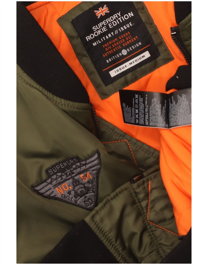 Męska wojskowa kurtka bomber Superdry UK 38, średni nylon khaki