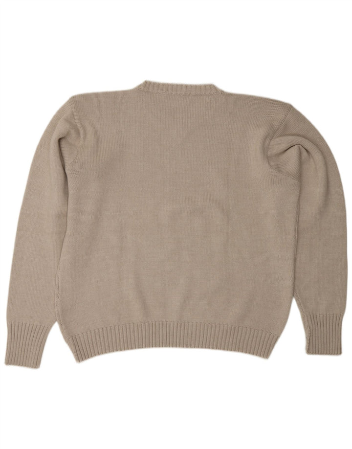 Vintage męski sweter z dekoltem w kształcie litery V XL, szara wełna merynosów