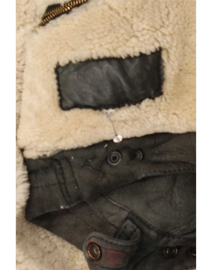 Vintage męska kurtka shearling IT 50 duża czarna