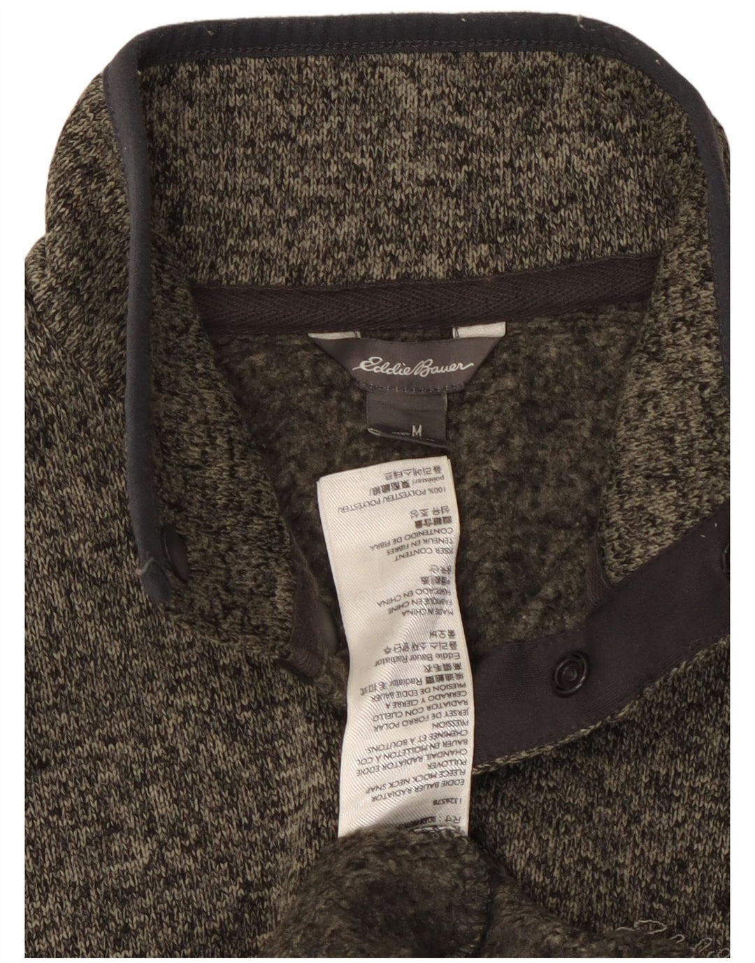 Męski sweter z zapinaną na guziki Eddie Bauer, średnioszary, nakrapiany