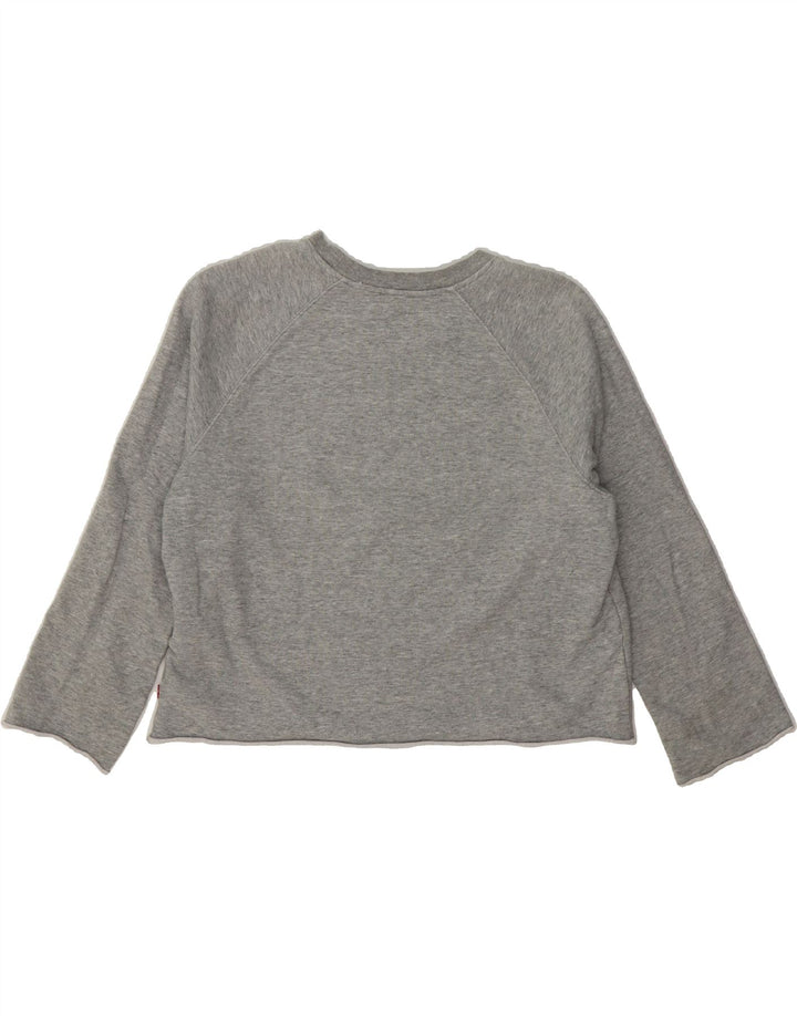 LEVI'S Womens Crop Graphic Sweatshirt Jumper UK 16 Large Grey Cotton Vintage Levi's and Second-Hand Levi's from Messina Hembry 