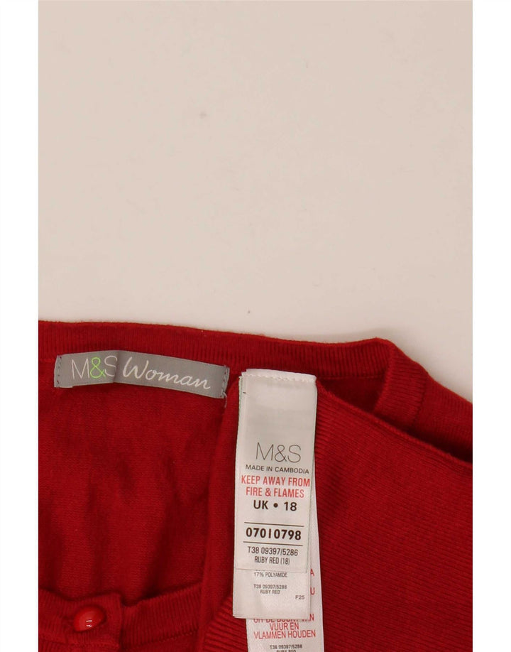 Marks & Spencer Damski sweter kardigan UK 18 XL, czerwona wiskoza