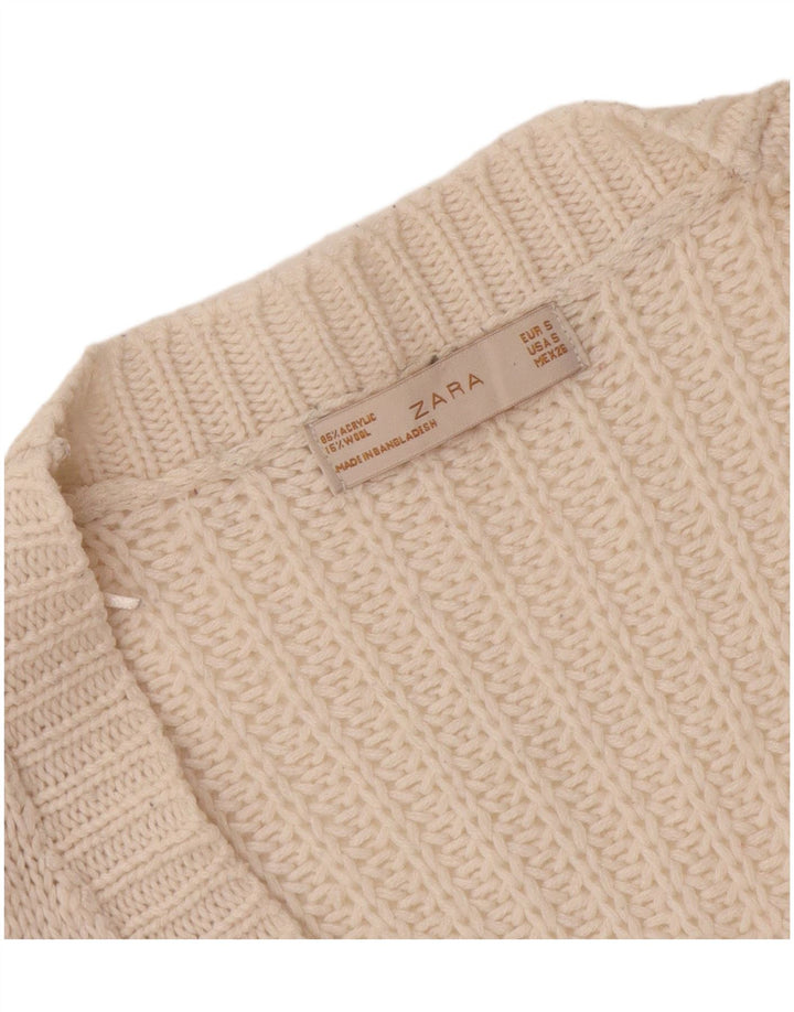 Sweter damski Zara Cardigan UK 10 Mały biały akryl