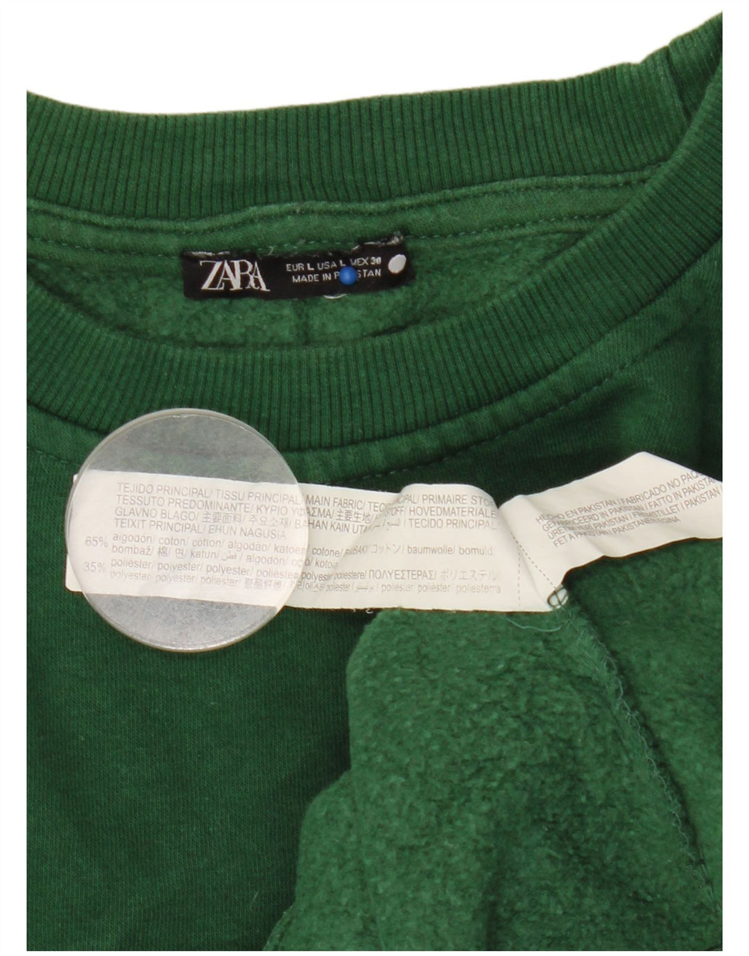 Sweter damski Zara UK 16, duży, zielony, bawełniany