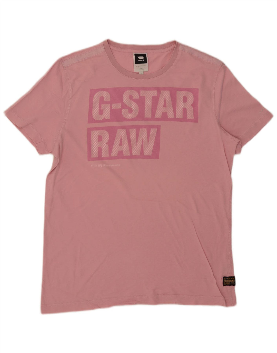 Męski T-shirt z grafiką G-Star, duży, różowy, bawełniany