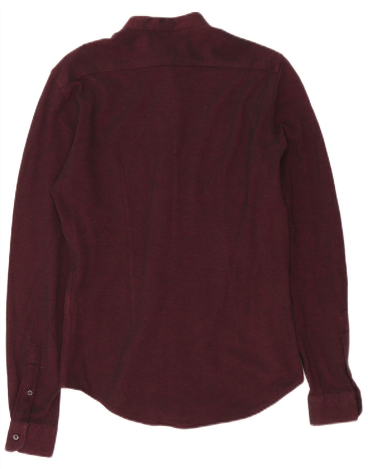 Koszula męska Zara Slim Fit, mała, bordowa, bawełniana
