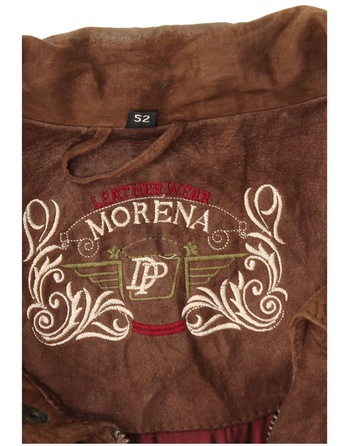 Męska zamszowa kurtka bomberka Morena IT 52 XL, brązowa skóra