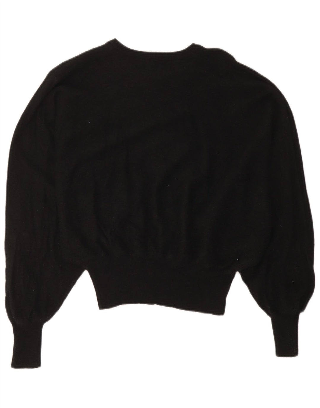 Vintage damski sweter z okrągłym dekoltem w kształcie nietoperza, UK 14, średni czarny