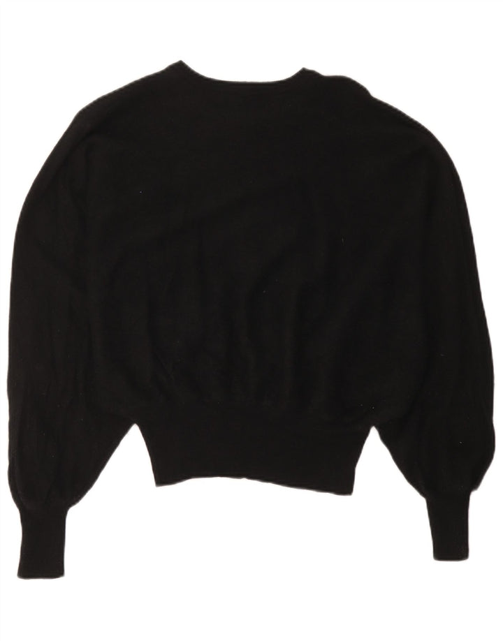 Vintage damski sweter z okrągłym dekoltem w kształcie nietoperza, UK 14, średni czarny