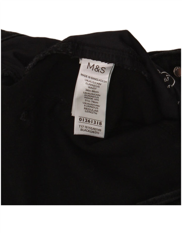 Marks & Spencer Męskie jeansy slim W34 L31 Czarne bawełniane