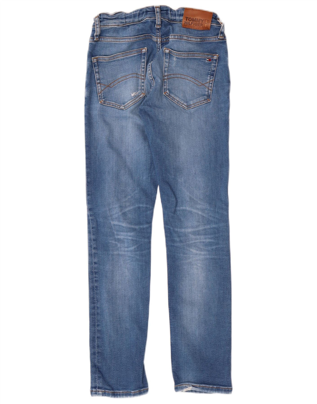 Tommy Hilfiger Chłopięce jeansy slim z przetarciami 11-12 lat W24 L26 Niebieskie bawełniane