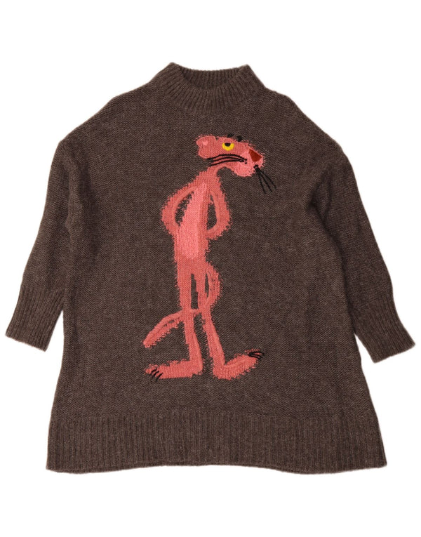 Damski sweter Zara z grafiką, oversize, golfem, UK 6 XS, szary