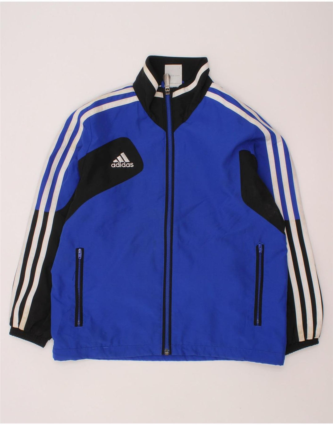 Chłopięca kurtka dresowa ADIDAS 7-8 lat Niebieski poliester z blokami kolorów