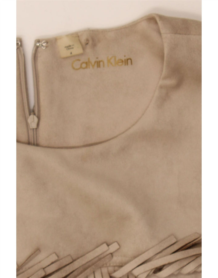 CALVIN KLEIN Womens Sleeveless Sheath Dress US 4 Small Beige Polyester Vintage Calvin Klein and Second-Hand Calvin Klein from Messina Hembry 