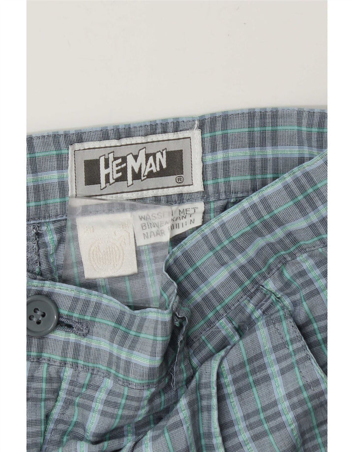 Męskie spodnie chino w stylu vintage W29 L31 z poliestru w niebieską kratkę