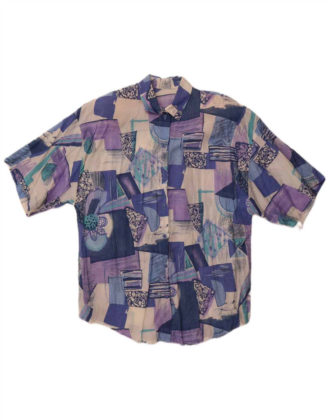 Koszula damska z krótkim rękawem w stylu vintage, UK 18 XL, wielobarwny patchwork