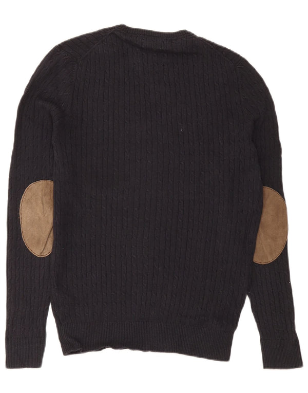 Męski sweter Massimo Dutti z dekoltem w kształcie litery V, średni granatowy, bawełniany