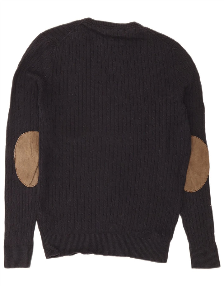 Męski sweter Massimo Dutti z dekoltem w kształcie litery V, średni granatowy, bawełniany