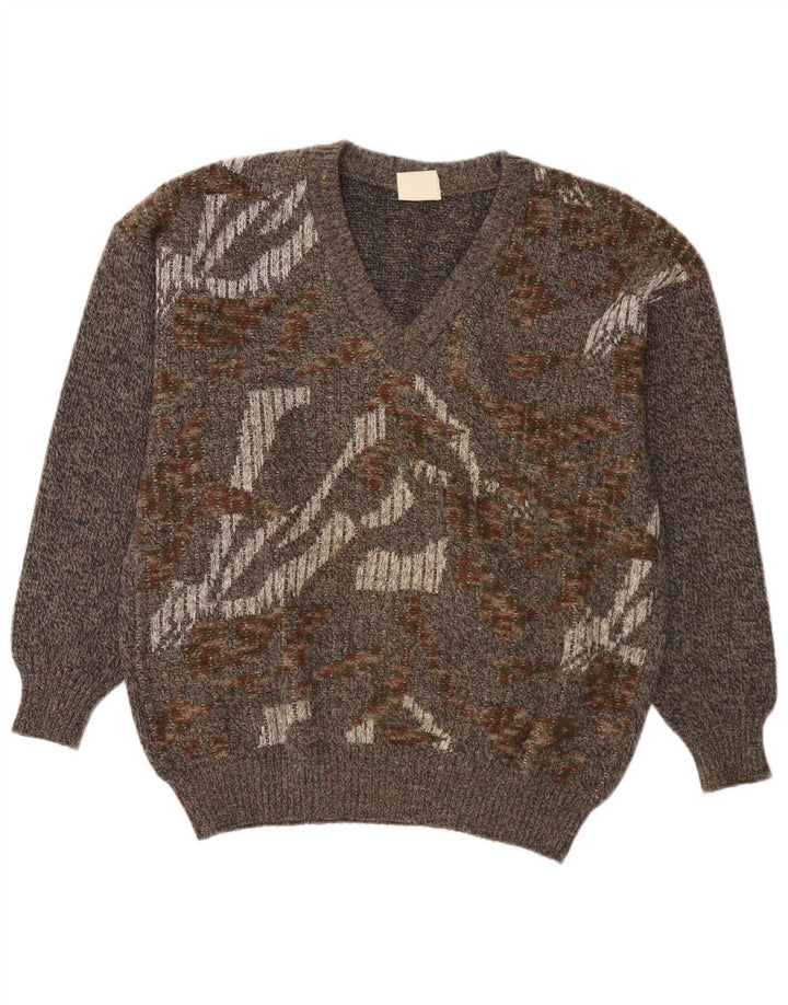 Strickmoden Męski sweter z dekoltem w kształcie litery V IT 50 Średni szary geometryczny