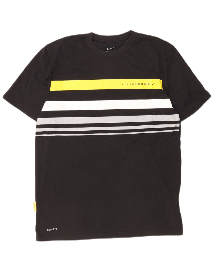 Męski T-shirt Nike Dri Fit, duży, czarny poliester z blokami kolorów