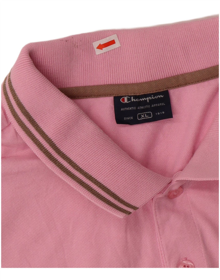 CHAMPION Mens Polo Shirt XL Pink Cotton