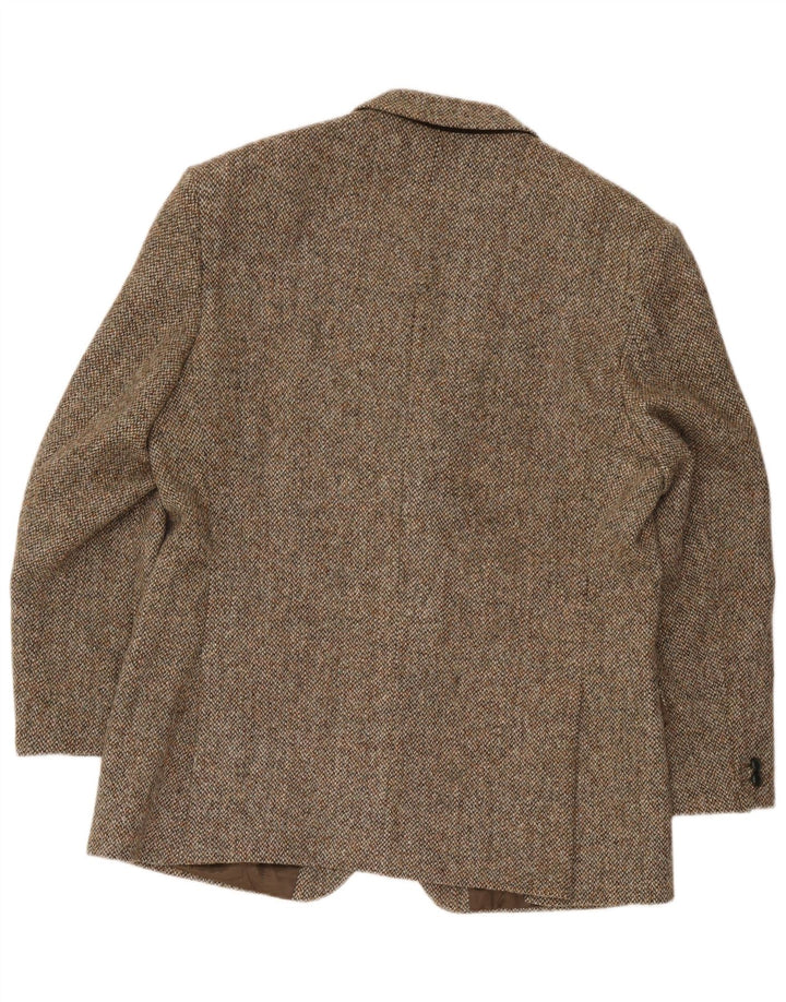 Męska marynarka zapinana na 2 guziki Harris Tweed UK 44 XL Brązowa wełna