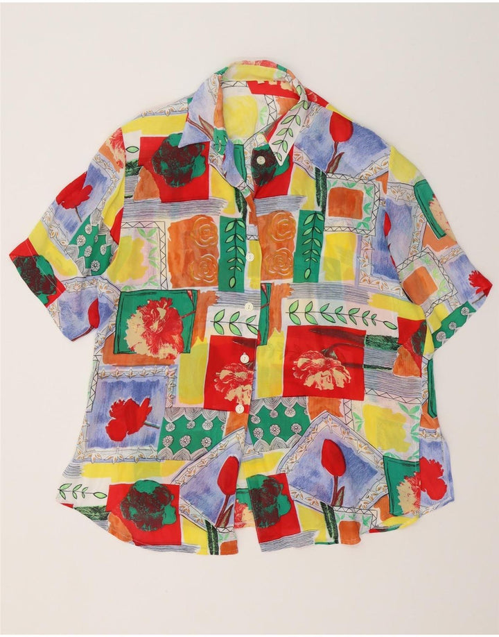 Damska bluzka koszulowa o przedłużonym fasonie w stylu vintage EU 40 Średnia wielobarwna wiskoza