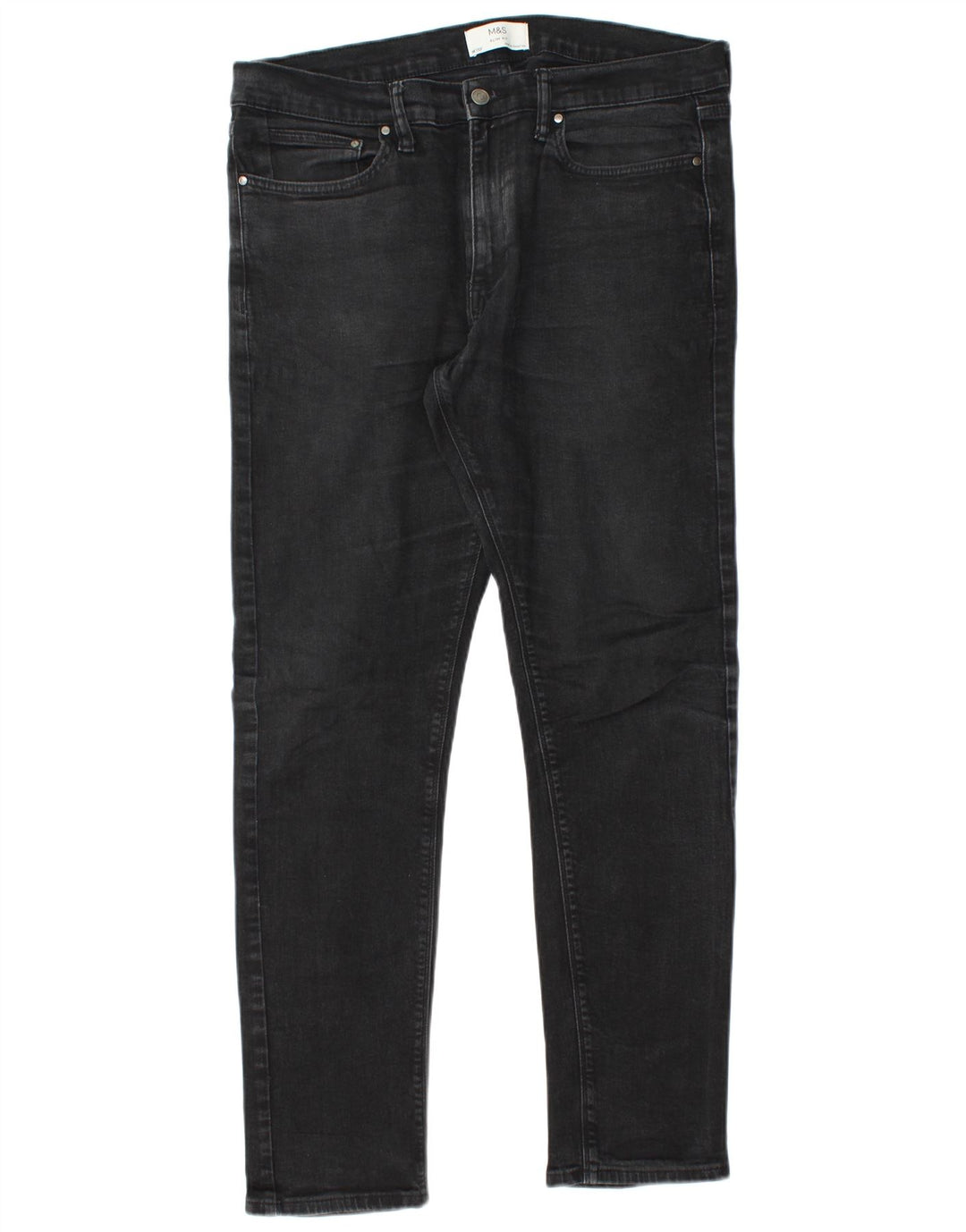 Marks & Spencer Męskie jeansy slim W36 L33 Czarne bawełniane