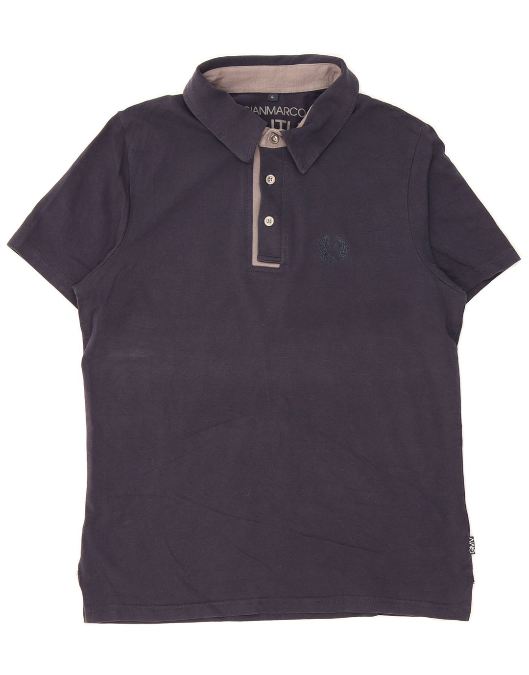 GIANMARCO VENTURI Mens Polo Shirt Large Navy Blue Cotton Vintage Gianmarco Venturi and Second-Hand Gianmarco Venturi from Messina Hembry 