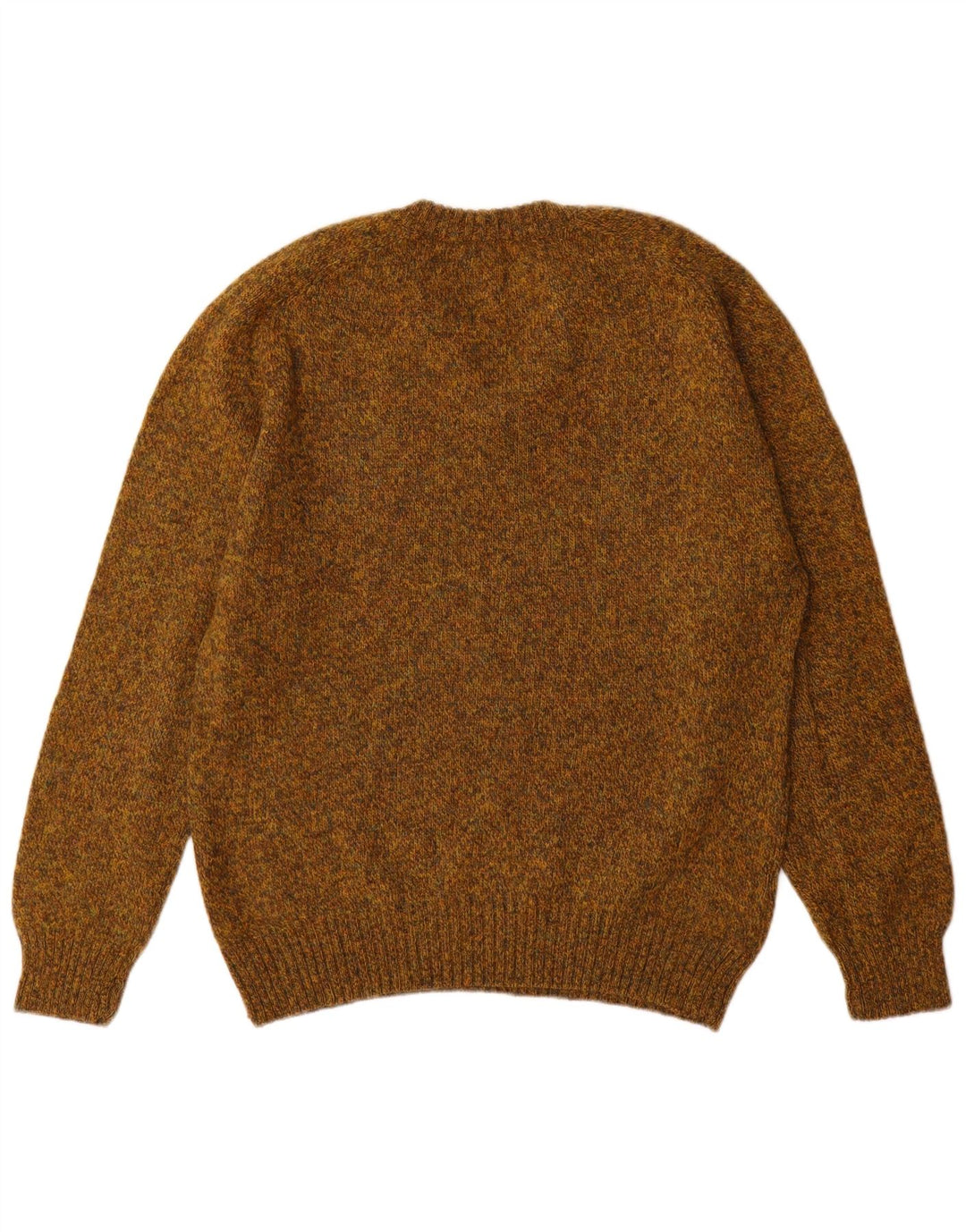 Męski sweter w stylu vintage z dekoltem w szpic, duży, wełniany khaki