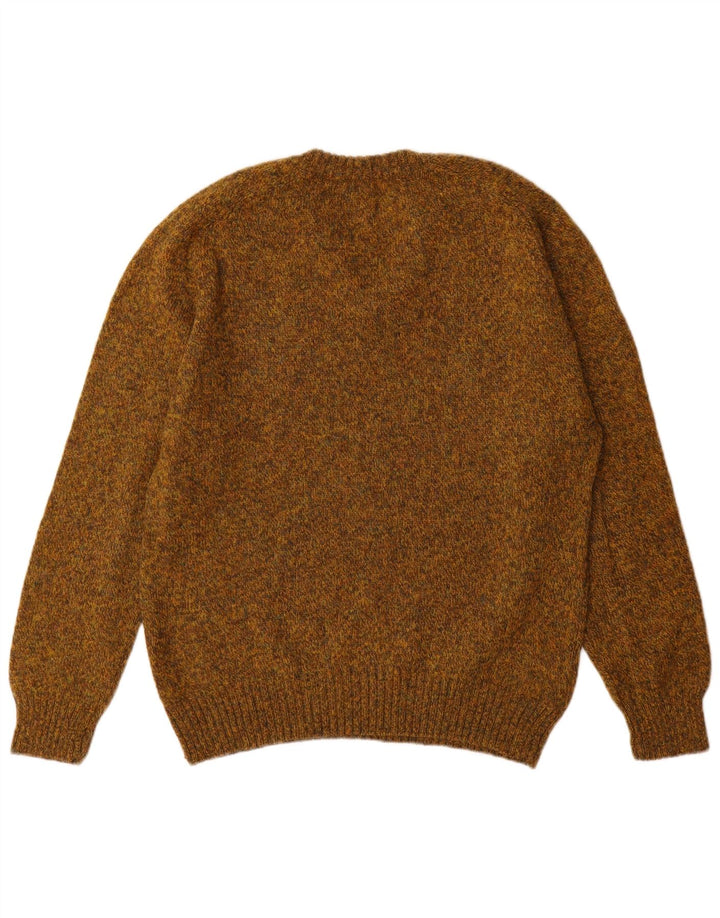 Męski sweter w stylu vintage z dekoltem w szpic, duży, wełniany khaki