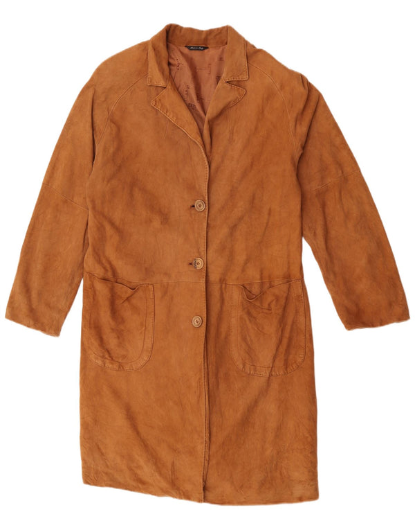 Zamszowy płaszcz damski w stylu vintage IT 48 XL brązowy