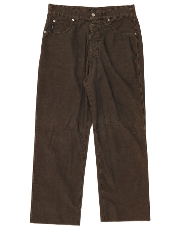 Armani Womens Straight Corduroy Trousers W34 L28 Khaki Polyester