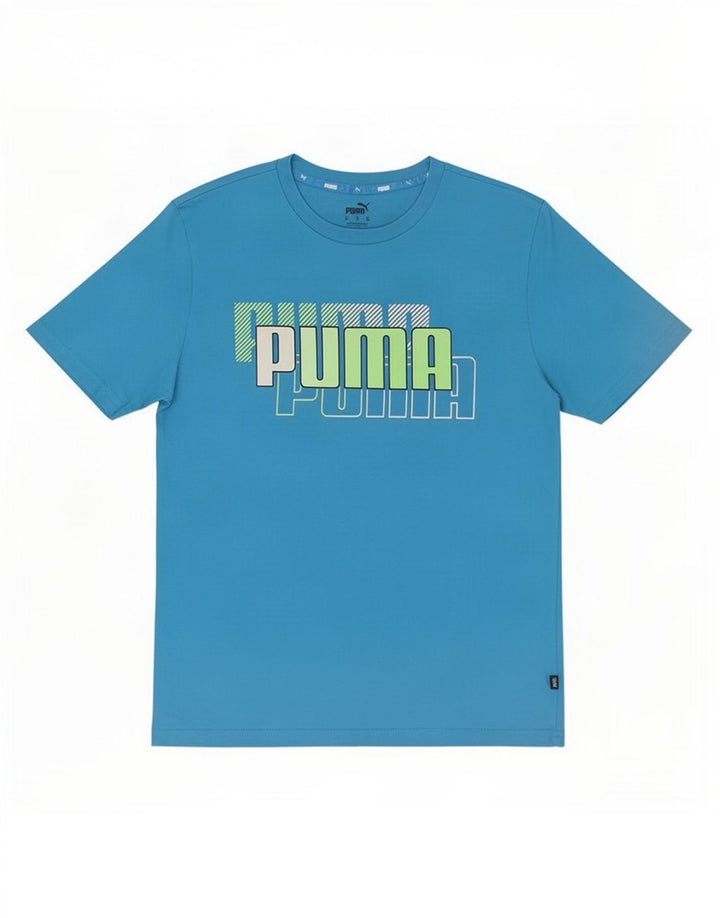 Męska koszulka z grafiką Puma, bawełniana, średnia niebieska