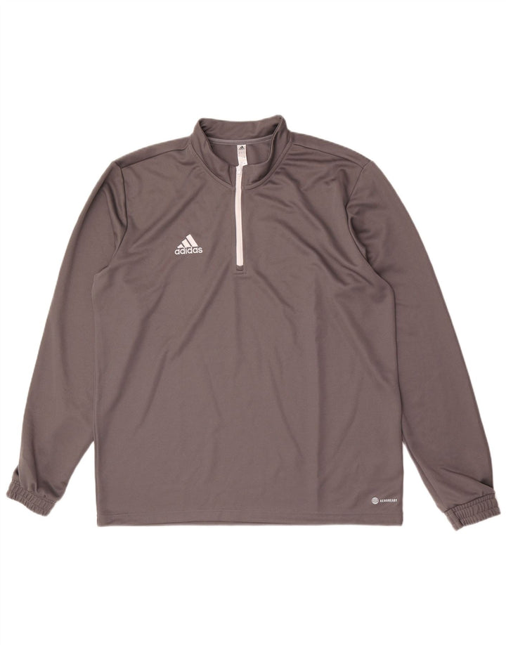 Adidas Męski dres Aeroready z zamkiem błyskawicznym na szyi Top XL Szary poliester