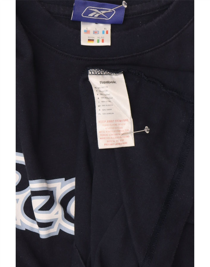 Męska koszulka Reebok z grafiką, duża, granatowa, bawełniana