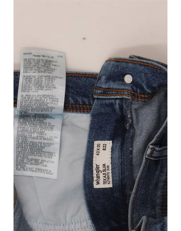 Wrangler Męskie jeansy Texas Slim W42 L30 Niebieskie bawełniane