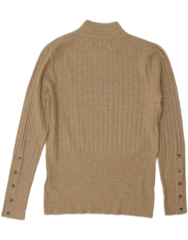 Marks & Spencer Damski sweter z golfem UK 10 Small Beżowy Wiskoza
