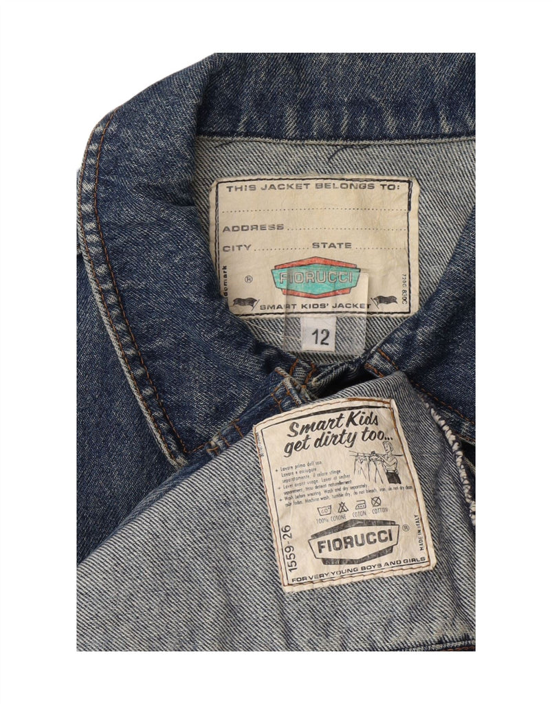 FIORUCCI Boys Denim Jacket 11-12 Years Navy Blue Cotton Vintage Fiorucci and Second-Hand Fiorucci from Messina Hembry 